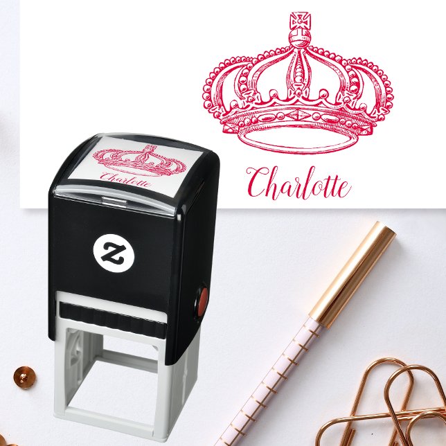 Tampon Auto-encreur Nom en écriture cursive personnalisée et couronne (Royal signature 👑)