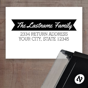 Tampon Auto-encreur Nom et adresse de retour rétroactifs avec bannière