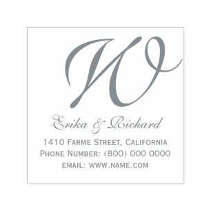 Tampon Auto-encreur Nom et adresse du couple Monogram gris