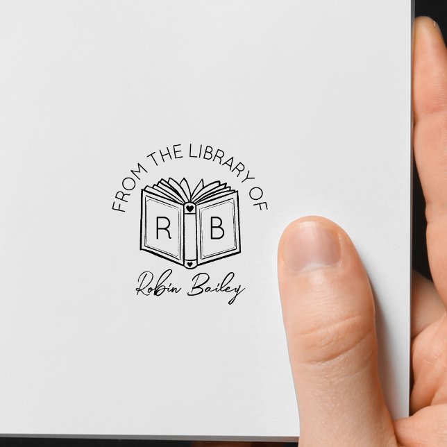 Tampon Auto-encreur Nom et initiales de la bibliothèque personnelle Pl (Créateur téléchargé)