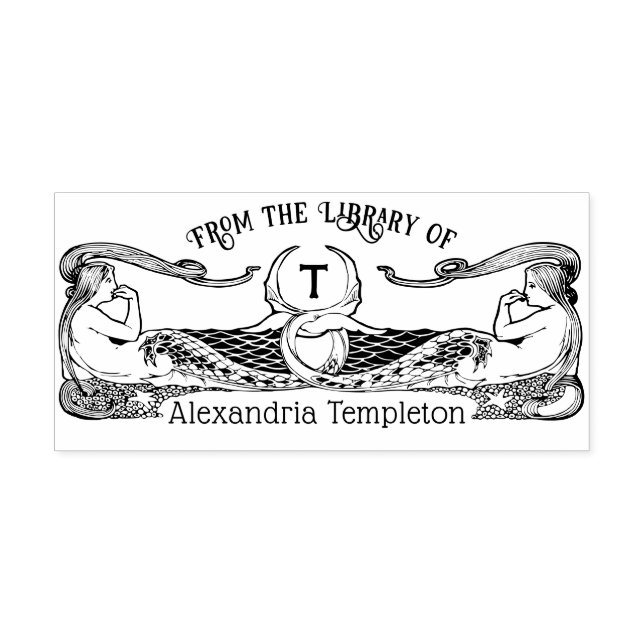 Tampon Auto-encreur Nom initial du livre de la bibliothèque de deux si (Design)