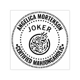 Tampon Auto-encreur Nom Mahjong Joker “Mahjongaholique certifié”