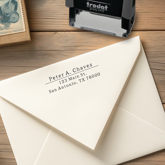 Tampon Auto-encreur Nom masculin moderne Adresse (Simple Minimalist return address stamp)