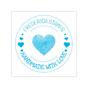 Tampon Auto-encreur Nom personnalisé fait à la main avec coeur d'amour