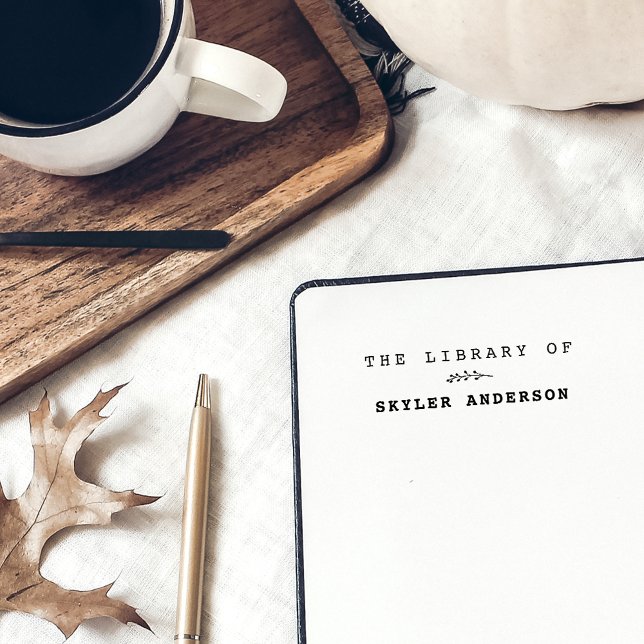 Tampon Auto-encreur Nom Personnalisé Simple Et Élégant De La Bibliothè (Créateur téléchargé)