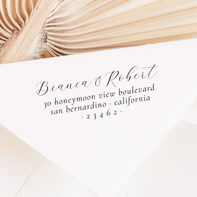 Tampon Auto-encreur Nom simple manuscrit Couple Adresse de retour (Rubber Stamp Mock-up)