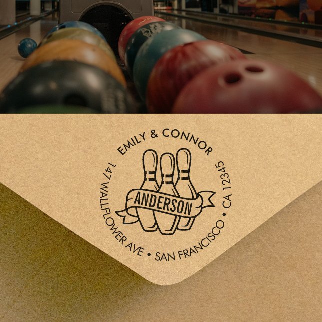 Tampon Auto-encreur Noms de famille de bowling personnalisés Adresse d (Créateur téléchargé)