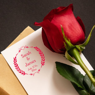 Tampon Auto-encreur Noms de jeunes mariés personnalisés et date de mar