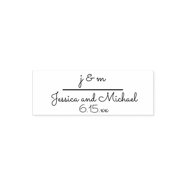 Tampon Auto-encreur Noms de monogramme de mariage Initiales Date (Design)
