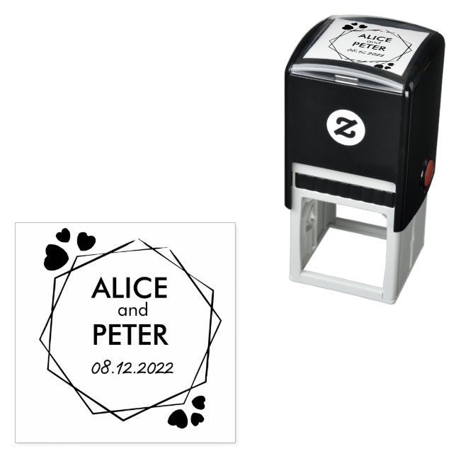 Tampon Auto-encreur Noms des nouveaux mariés, date de la mariée person (En situation)