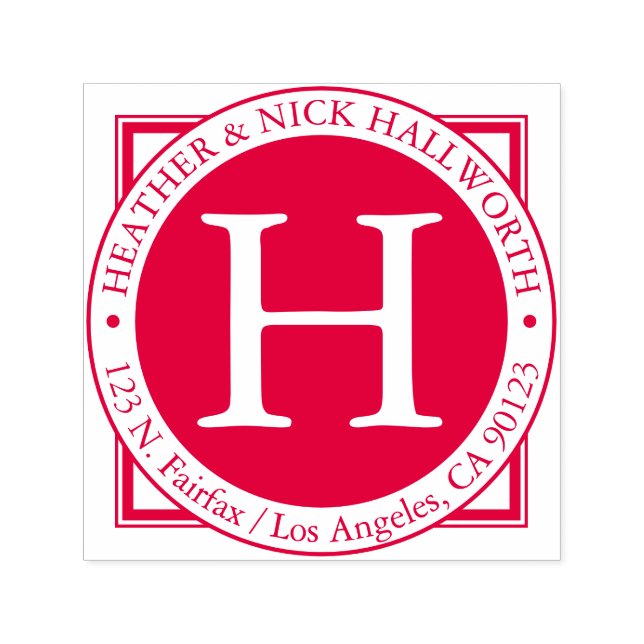 Tampon Auto-encreur Noms, nom de famille, initiale et adresse de retou (Design)