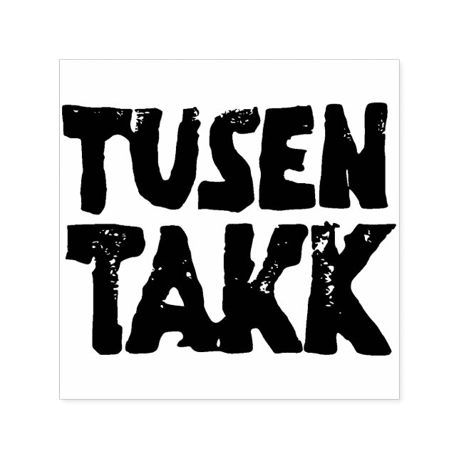 Tampon Auto-encreur Norvégien "Merci" noir et blanc Lino coupé (Design)