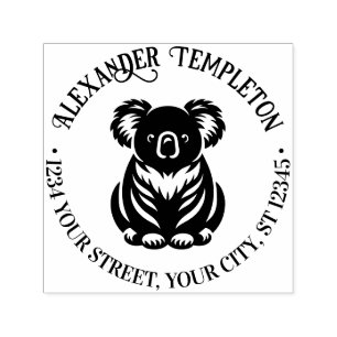 Tampon Auto-encreur Nounours Koala Australie Nom Adresse de Retour