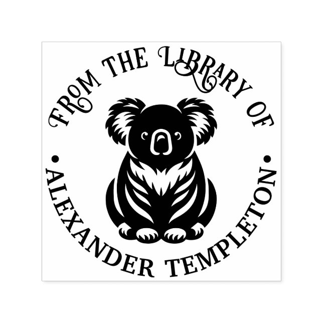 Tampon Auto-encreur Nounours Koala Australie Nom de la bibliothèque (Design)