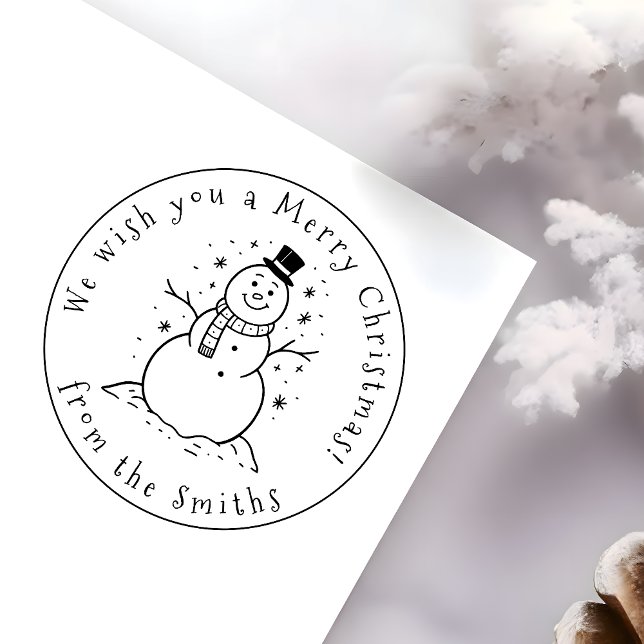 Tampon Auto-encreur Nous vous souhaitons un joyeux bonhomme de neige d (Créateur téléchargé)