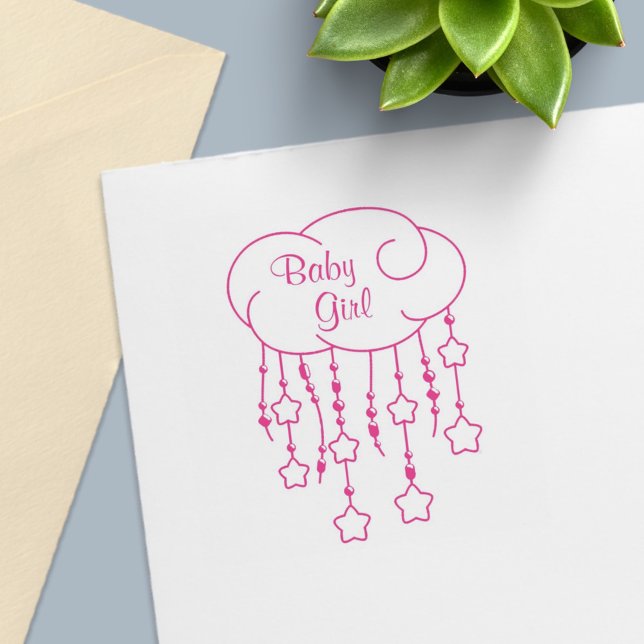 Tampon Auto-encreur Nuage Perles Étoiles Mobile Bébé Fille (Créateur téléchargé)