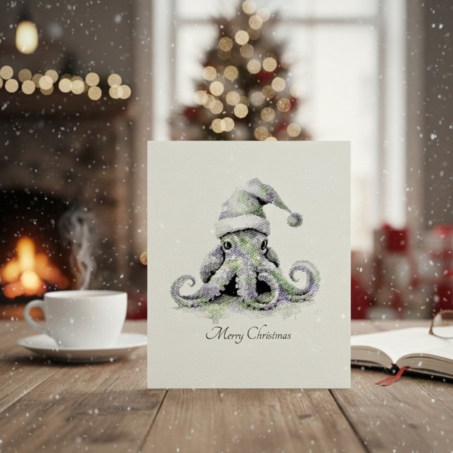 Tampon Auto-encreur Octopus Christmas Joy, coutume (Créateur téléchargé)