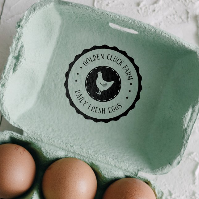Tampon Auto-encreur Oeufs de ferme rustiques Poulet d'affaires (Créateur téléchargé)