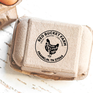 Tampon Auto-encreur Oeufs frais de ferme Typographie Poulet