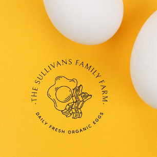 Tampon Auto-encreur OEufs vintages et bacon Carton d'oeuf de ferme per