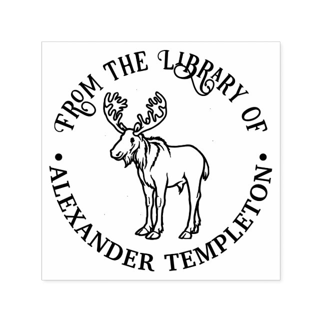 Tampon Auto-encreur Oie Rustique Avec Antlers #2 Nom Du Livre De Bibli (Design)