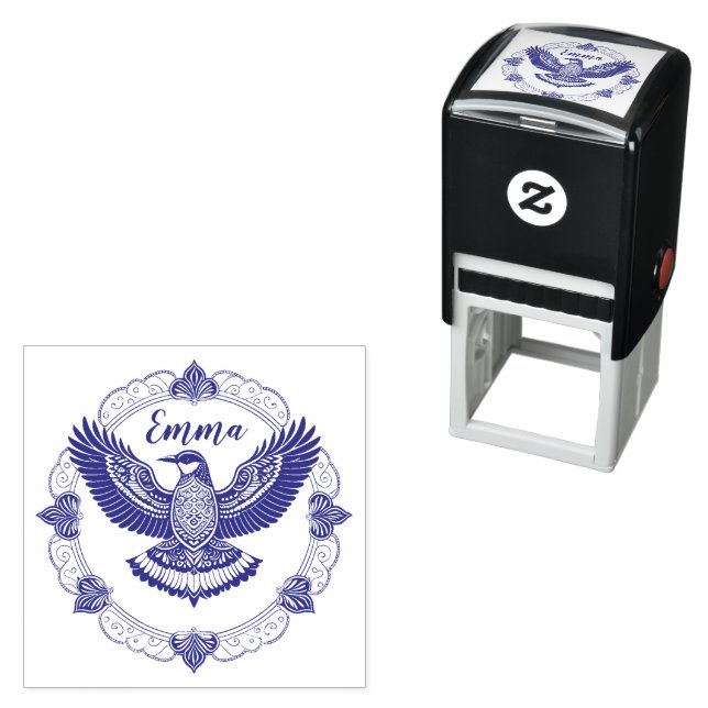 Tampon Auto-encreur Oiseau du Mandala (En situation)