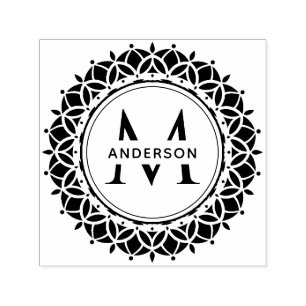 TAMPON AUTO-ENCREUR ORNATE CLASSIQUE MANDALA MONOGRAM PERSONNALISÉ NO