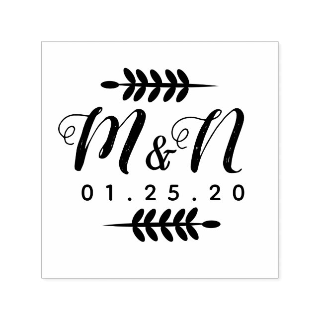 Tampon Auto-encreur Ornement de branche de logo de mariage Verdure Orn (Design)