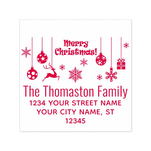 Tampon Auto-encreur Ornements de Noël Flocon de neige Nom Adresse de r (Design)