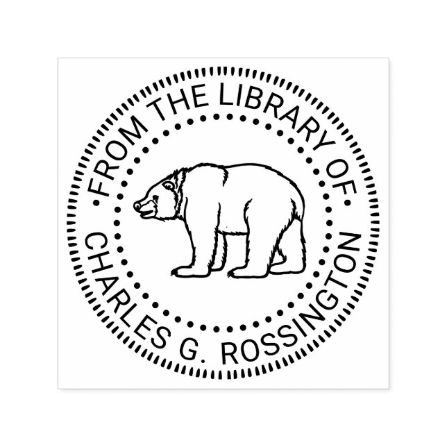 Tampon Auto-encreur Ours rustique #6B Nom de livre de bibliothèque ron (Design)