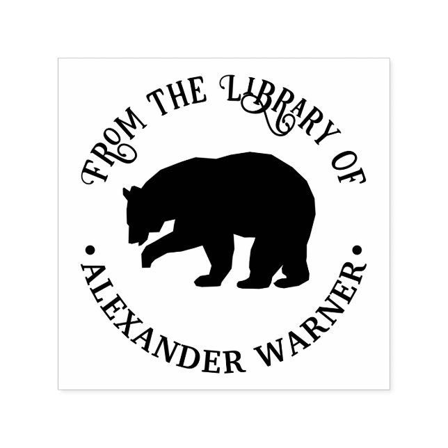 Tampon Auto-encreur Ours rustique silhouette #3 Nom de la bibliothèque (Design)