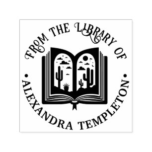 Tampon Auto-encreur Ouvert Livre Desert Landcape Pages Bibliothèque No