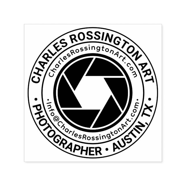 Tampon Auto-encreur Ouverture de l'appareil photo Nom de l'entreprise  (Design)