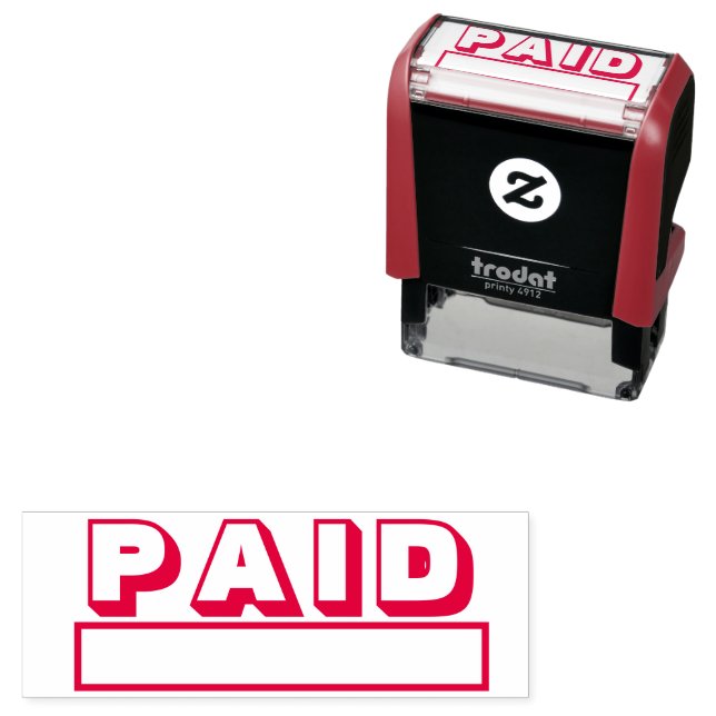 Tampon Auto-encreur PAID Business Text Custom Self-inking Stamp (En situation)