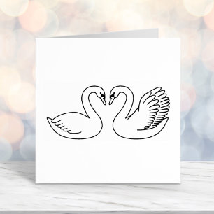 Tampon Auto-encreur Paire de cygnes blancs