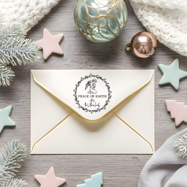 Tampon Auto-encreur PAIX SUR TERRE Angle dans la prière Noël chrétien (Créateur téléchargé)