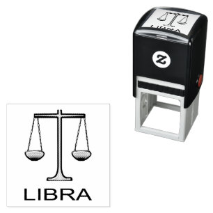 Tampon Auto-encreur Panneau étoile Balance dorée de Libra