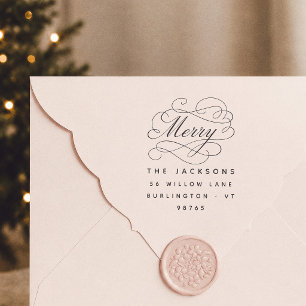 Tampon Auto-encreur Papier à lettres de Noël avec adresse de retour ca