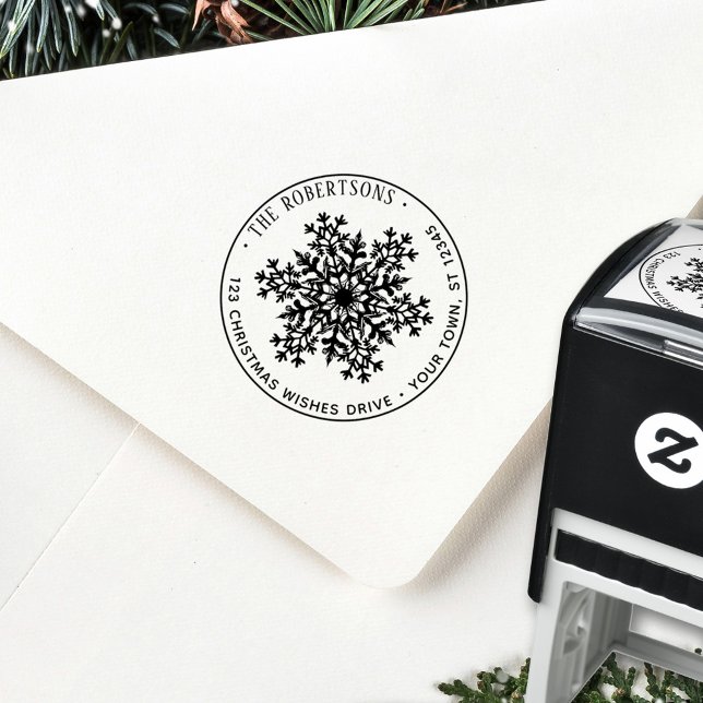 Tampon Auto-encreur Papier à lettres de Noël Flocon de neige Adresse d (Créateur téléchargé)
