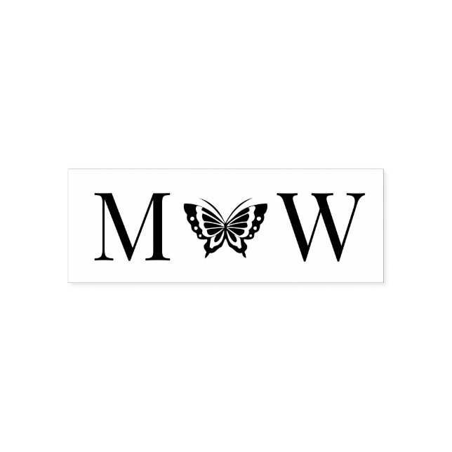 Tampon Auto-encreur Papillon #4 Couple Mariage 2 Initiales Monogramme (Design)