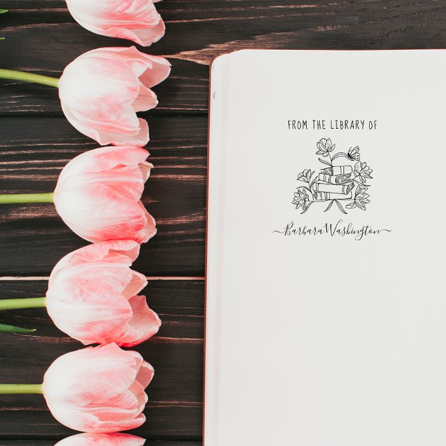 Tampon Auto-encreur Papillon de livre de bibliothèque personnalisée de (Créateur téléchargé)