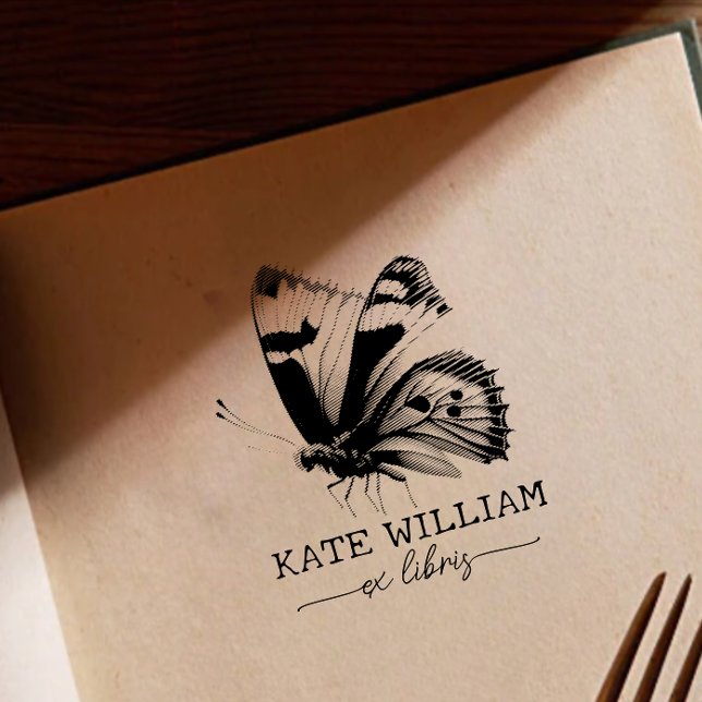 Tampon Auto-encreur Papillon - librairie ex personnalisée (Créateur téléchargé)