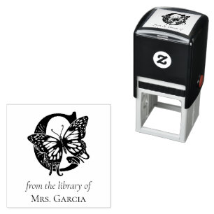 Tampon Auto-encreur Papillon Monogramme Lettre G De la bibliothèque de