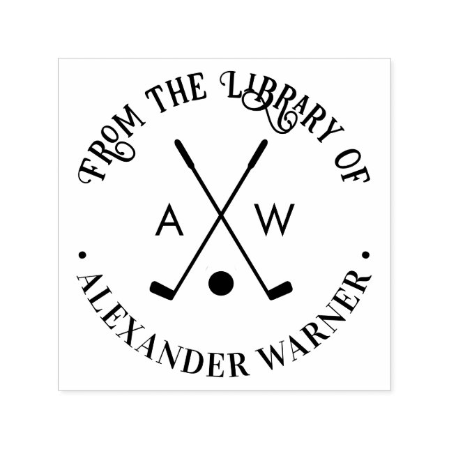 Tampon Auto-encreur Parcours de golf Golf Club Golf Ball Monogramme Bi (Design)
