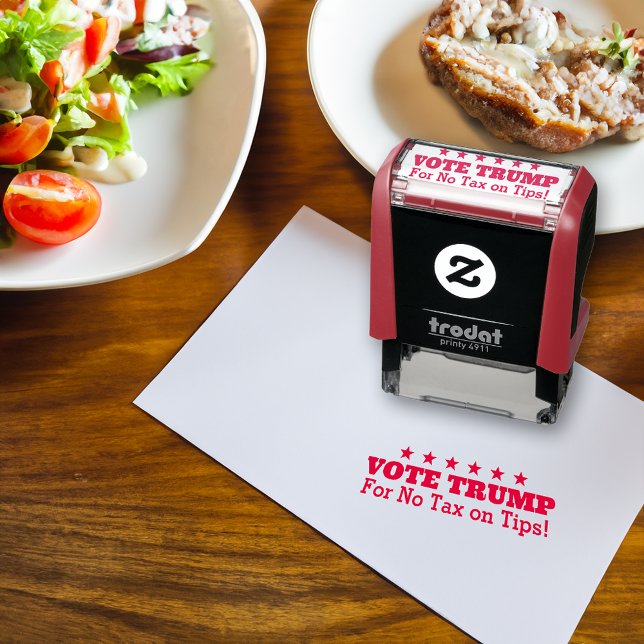 Tampon Auto-encreur Pas de taxe sur les pourboires Vote Trump 2024 Réc (vote trump for no tax on tips rubber stamp)