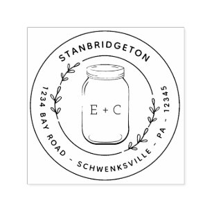 Tampon Auto-encreur Pays - Ronde personnelle - Adresse de retour perso