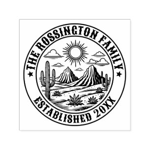 Tampon Auto-encreur Paysage de Cactus du désert #2S Nom de famille Dat