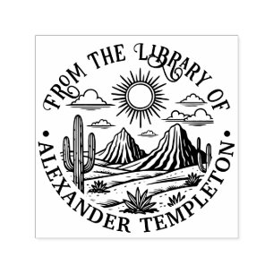 Tampon Auto-encreur Paysage du désert de Cactus #2P Nom du livre de la