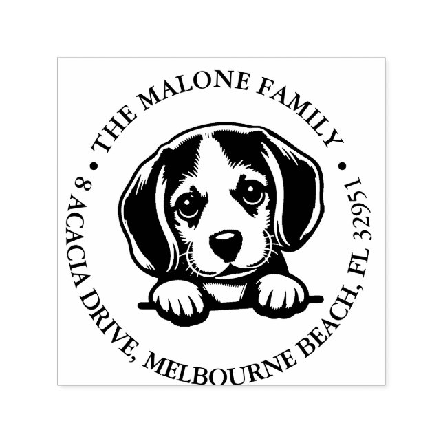 Tampon Auto-encreur Peeking Beagle Chiot Personnalisé Thème (Design)