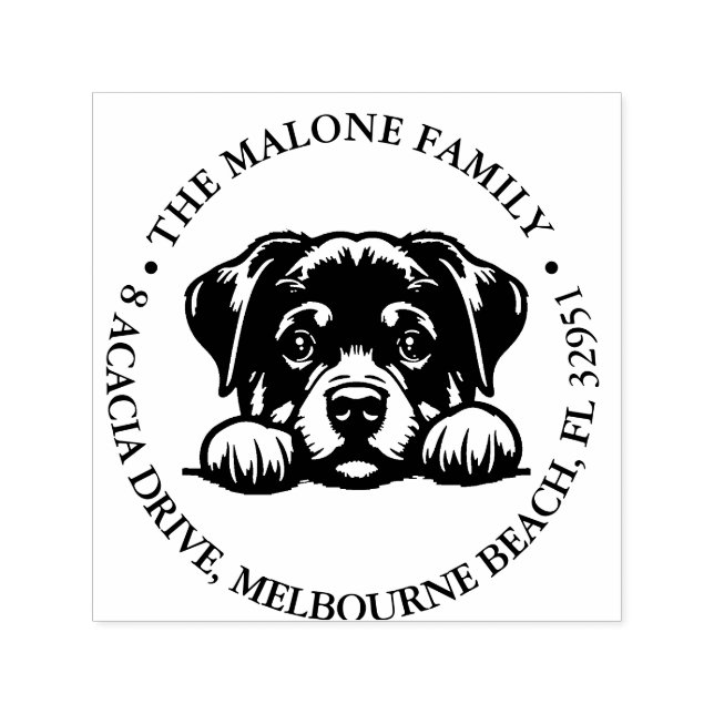 Tampon Auto-encreur Peeking Rockweiler Thème personnalisé (Design)